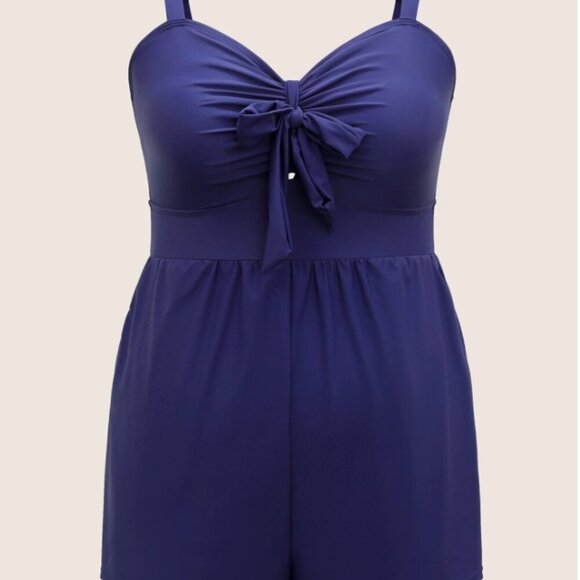 BloomChic Plus Size XL Surplice Neckline Belted Plain One-Piece Swimsuit- us 14 - Picture 4 of 4